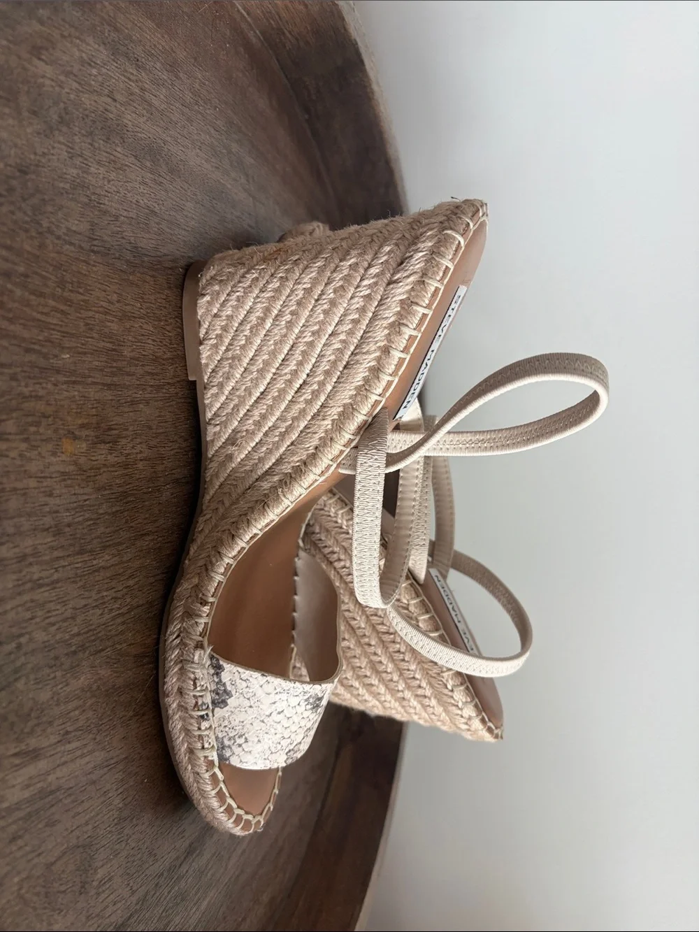 Steve Madden Neutral Snake-Print Espadrille Wedge Sandals